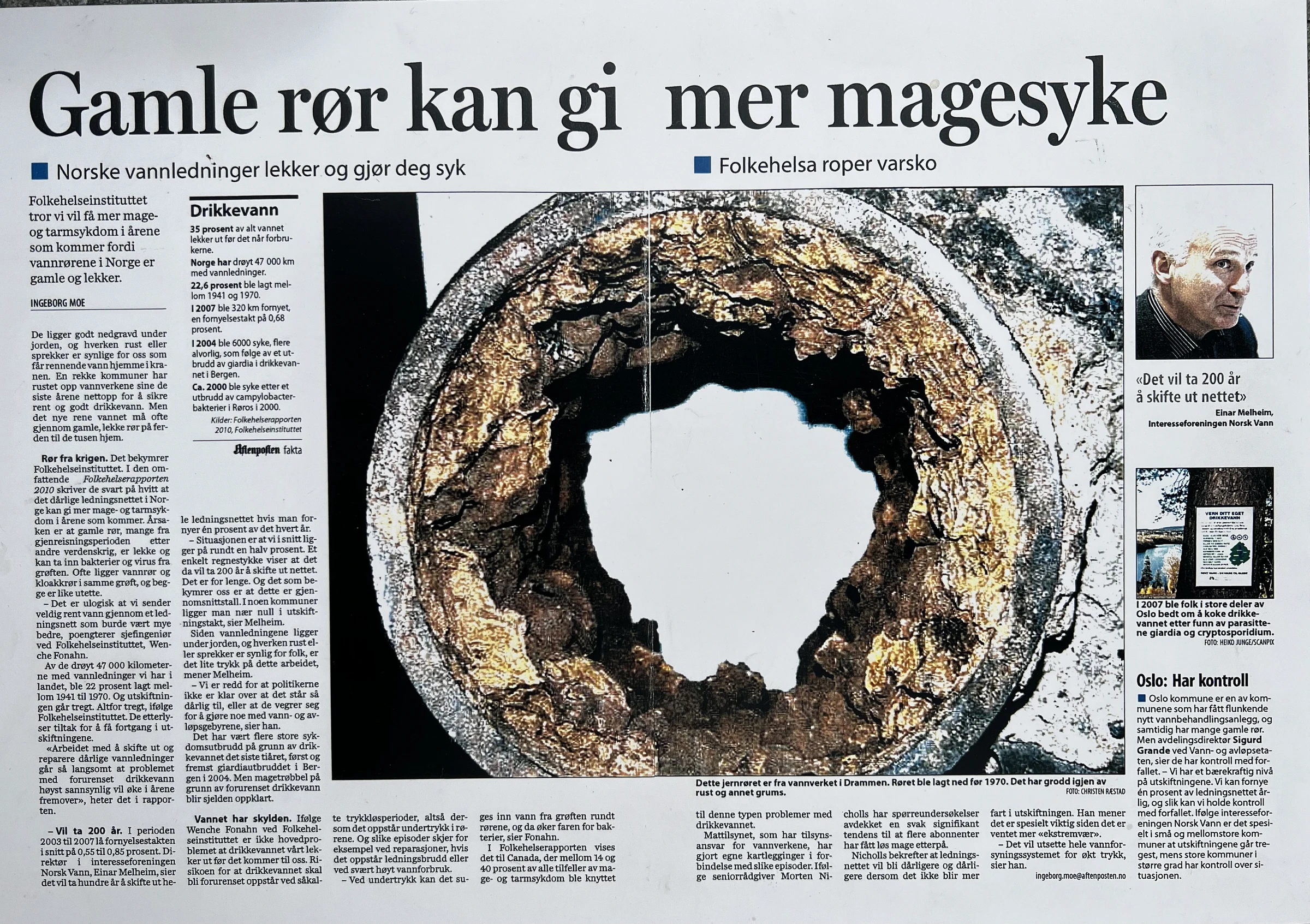 Gamle rør kan gi mer magesyke